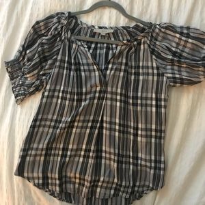 Loft xxs Checkered Blouse
